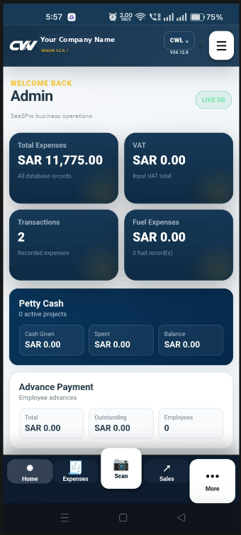 SaaSPro Mobile ERP dashboard